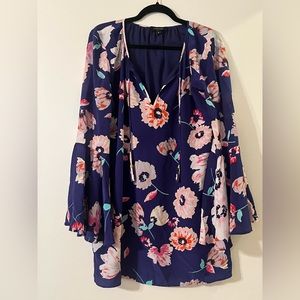 Anthropologie Yumi Kim Blue Pink Floral Mini Tunic Dress